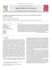 Samuel W. Bennett — Comparative photoactivity of CeO2, Î³-Fe2O3, TiO2 and ZnO in various aqueous systems