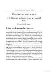 Eduardo Vadillo Romero — Observaciones sobre la obra: J. P. Manglano, Santos de Carne