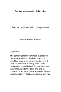 Ronald Kirosaki — Passive Income with US Tax Lien