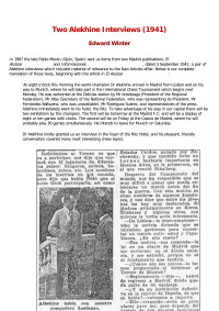 Unknown — Two Alekhine Interviews (1941) by Edward Winter