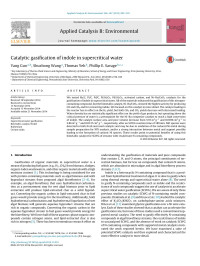 Yang Guo & Shuzhong Wang & Thomas Yeh & Phillip E. Savage — Catalytic gasification of indole in supercritical water