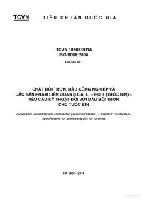 Bộ KHCN VN — TCVN 10508-2014 (ISO 8068 2006) YÊU CẦU KỸ THUẬT ĐỐI VỚI DẦU BÔI TRƠN CHO TUỐC BIN