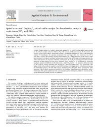 Dongmei Meng & Qian Xu & Yunlei Jiao & Yun Guo & Yanglong Guo & Li Wang & Guanzhong Lu & Wangcheng Zhan — Spinel structured CoaMnbOx mixed oxide catalyst for the selective catalytic reduction of NOx with NH3