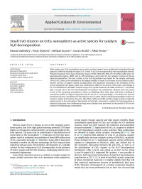 Maxim Zabilskiy & Petar Djinović & Boštjan Erjavec & Goran Dražić & Albin Pintar — Small CuO clusters on CeO2 nanospheres as active species for catalytic N2O decomposition