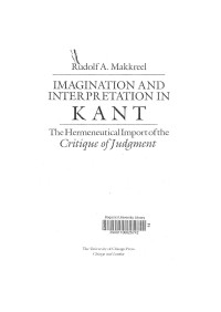 Imagination And Interpretation In Kant [The Hermeneutical Import Of The 'Critique Of Judgement'] — Imagination And Interpretation In Kant [The Hermeneutical Import Of The 'Critique Of Judgement']