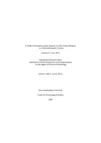 Lawrence J. Levy, A.L.B., M.S., Psy.D. — A Study of Divination within Santería, an Afro-Cuban Religion, as a Psychotherapeutic System