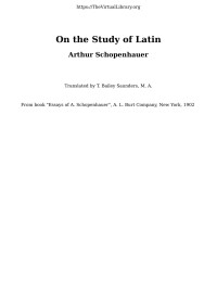 Arthur Schopenhauer — On the Study of Latin