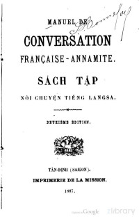Tân Định Missionaires — Manuel de conversation Francaise-Annamite - sách tập nói chuyện tiếng Lang Sa
