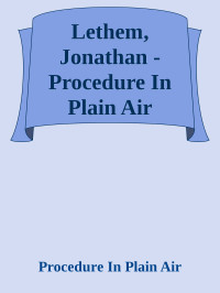 Jonathan Lethem — Procedure In Plain Air