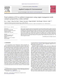 Eric C. Njagi — Total oxidation of CO at ambient temperature using copper manganese oxide catalysts prepared by a redox method