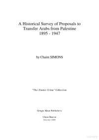 Simons — A Historical Survey of Proposal to Transfer Arabs from Palestine