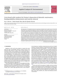 Rui C. Martins — Ceria based solid catalysts for Fenton's depuration of phenolic wastewaters, biodegradability enhancement and toxicity removal