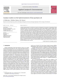 J. Wildschut — Catalyst studies on the hydrotreatment of fast pyrolysis oil