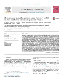 Francisca C. Moreira & J. Soler & Amélia Fonseca & Isabel Saraiva & Rui A.R. Boaventura & Enric Brillas & Vítor J.P. Vilar — Electrochemical advanced oxidation processes for sanitary landfill leachate remediation: Evaluation of operational variables