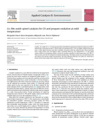 Pierre Alphonse — Co–Mn-oxide spinel catalysts for CO and propane oxidation at mild temperature