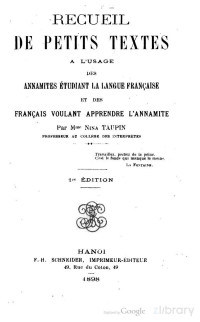 Nina Taupin — Recueil de petits textes a l'usage des annamites étudiant la langue française et des français voulant apprender l'annamite