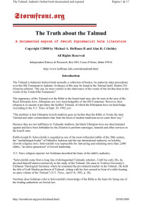 Hoffman & Critchley — The Truth about the Talmud; a Documented Expose of Jewish Supremacist Hate Literature (2008)