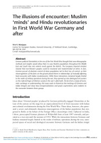 Kris K. Manjapra — The illusions of encounter: Muslim &#8216;minds&#8217; and Hindu revolutionaries in First World War Germany and after