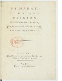 Histoire de France - Livres — Ni Marat, ni Roland - Jean-Baptiste Cloots
