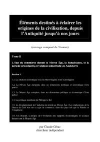 Claude Gétaz — Éléments destinés à éclairer les origines de la civilisation, depuis l’Antiquité jusqu’à nos jours Tome II Section I