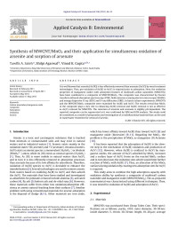 Tawfik A. Saleh — Synthesis of MWCNT/MnO2 and their application for simultaneous oxidation of arsenite and sorption of arsenate