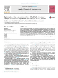 Gianluca Landi & Paola Sabrina Barbato & Almerinda Di Benedetto & Luciana Lisi — Optimization of the preparation method of CuO/CeO2 structured catalytic monolith for CO preferential oxidation in H2-rich streams