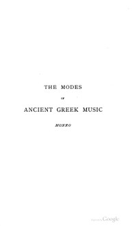 David Binning Monro — The modes of ancient Greek music