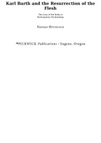 Nathan Hitchcock; — Karl Barth and the Resurrection of the Flesh