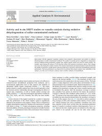 Niina Koivikko — Activity and in situ DRIFT studies on vanadia catalysts during oxidative dehydrogenation of sulfur-contaminated methanol