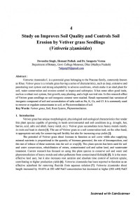 Devendra Singh , Hemant Pathak, Sangeeta Verma — [Article] Study on Improves Soil Quality and Controls Soil Erosion by Vetiver grass Seedlings (Vetiveria zizanioides)