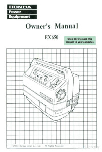 Honda Power Equipment — Honda Power Equipment Manual for EX650 Generator