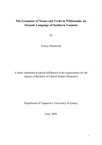 Jeremy Hammond — The Grammar of the Noun and Verb in Whitesands , an Oceanic Language of Vanuatu