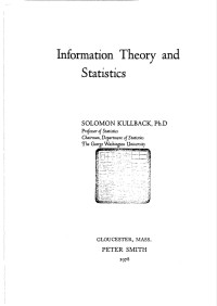 Kullback, Solomon — Information theory and statistics