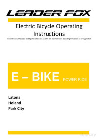 Anonymous — Leader Fox Electric Bicycle Operating Instructions