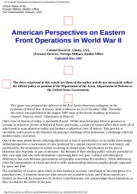 Unknown — h1>American Perspectives on Eastern Front Operations in World War II