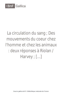 William Harvey — La circulation du sang