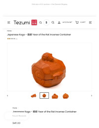 Unknown — Japanese Kogo - 雅耕 Year of the Rat Incense Container – Tezumi