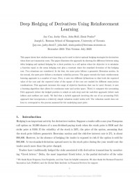 LANUS KANG — Deep Hedging of Derivatives Using Reinforcement Learning