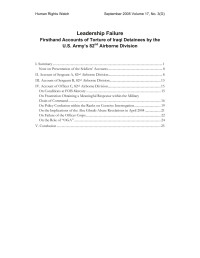 Human Rights Watch — Leadership's Failure_Firsthand Accounts of Torture of Iraqi Detanees by US Army (2005).