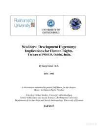Aleaz — Neoliberal Development Hegemony; Implications for Human Rights. The Case of POSCO, Odisha, India, a Master Thesis (Fall 2011)
