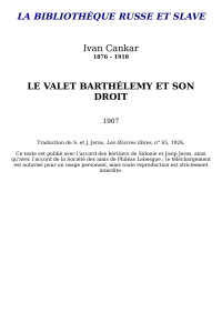 Cankar — Le Valet Barthélemy et son droit