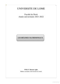 FOLLY Messan Agbo — Les régimes matrimoniaux 2021-2022