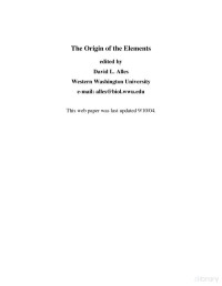David L. Alles — The Origin of the Elements