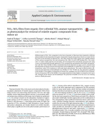 Andraž Šuligoj & Urška Lavrenčič Štangar & Alenka Ristić & Matjaž Mazaj & Dejan Verhovšek & Nataša Novak Tušar — TiO2–SiO2 films from organic-free colloidal TiO2 anatase nanoparticles as photocatalyst for removal of volatile organic compounds from indoor air