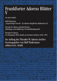 Theodor W. Adorno Archiv — Frankfurter Adorno Blätter V