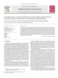 Irene Sierra — Co-feeding water to attenuate deactivation of the catalyst metallic function (CuOâ€“ZnOâ€“Al2O3) by coke in the direct synthesis of dimethyl ether