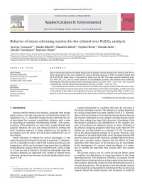 Tatsuya Yamazaki — Behavior of steam reforming reaction for bio-ethanol over Pt/ZrO2 catalysts