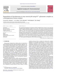 Gamal M.S. ElShafei — Degradation of nitrobenzene at near neutral pH using Fe2+â€“glutamate complex as a homogeneous Fenton catalyst