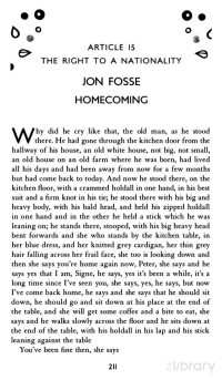 Fosse, Jon — Homecoming (2009) (Chapter 15 from Freedom: Short Stories Celebrating the Universal Declaration of Human Rights)