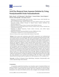 Shahin Ahmadi, Leili Mohammadi, Abbas Rahdar, Somayeh Rahdar — Acid Dye Removal from Aqueous Solution by Using Neodymium(III) Oxide Nanoadsorbents